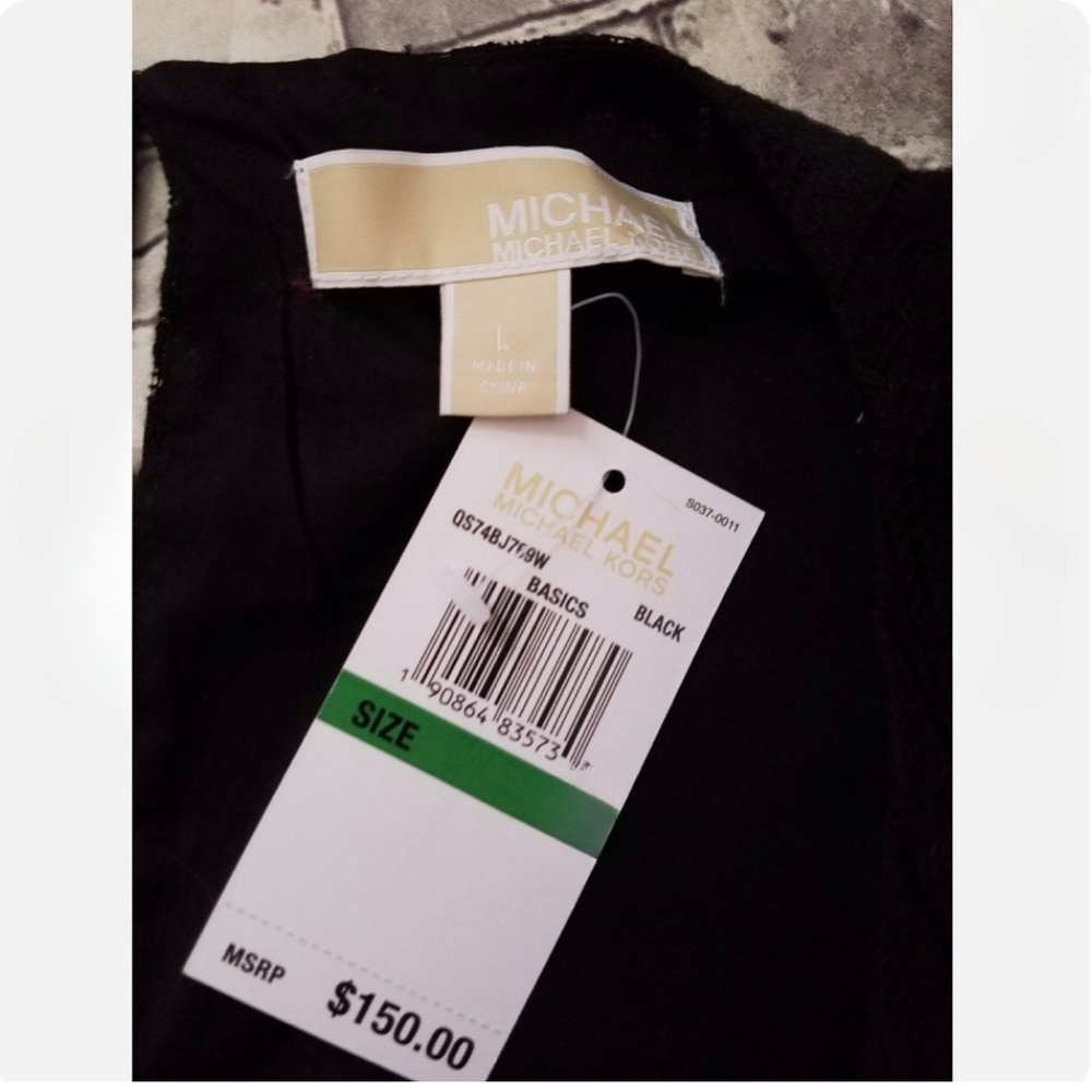 Michael Kors Black Lace Fringe Short Sleeve Top • Size Medium • LIKE NEW - Picture 9 of 9